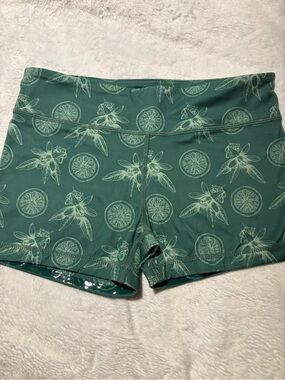 IAB MFG Women's Teal Citrus Print Active Booty Shorts - size 8/Medium